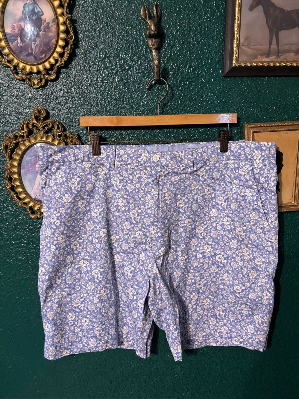 Polo Ralph Lauren Golf Blue Floral Cotton Twill Chino Shorts Size 40